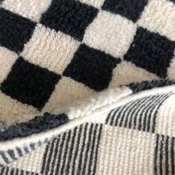 Moroccan Rug , Large Black & White Checkered Rug, Berber Checkered Area -Checkerboard Rug -Beniourain - thumbnail 3