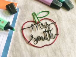 Personalised Teacher Gift, Wire Words, Thank You Apple Best Present, End Of Term Teaching Assistant - thumbnail 1
