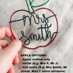 Personalised Teacher Gift, Wire Words, Thank You Apple Best Present, End Of Term Teaching Assistant - thumbnail 3