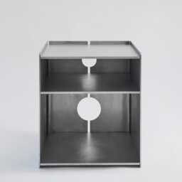 Digbeth Cube - Bedside Table With Shelf - Aluminium Industrial Minimalist Modern Designed & Made in England - thumbnail 4