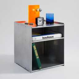 Digbeth Cube - Bedside Table With Shelf - Aluminium Industrial Minimalist Modern Designed & Made in England - thumbnail 3