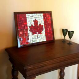 Textured Tiled Mosaic Wall Art Mural Of Canada Maple Leaf Flag Made By Mosaicartists - thumbnail 3