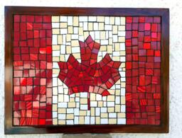 Textured Tiled Mosaic Wall Art Mural Of Canada Maple Leaf Flag Made By Mosaicartists - thumbnail 1