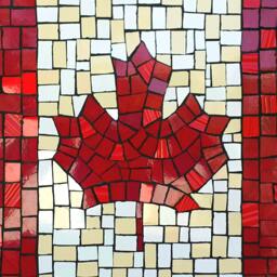 Textured Tiled Mosaic Wall Art Mural Of Canada Maple Leaf Flag Made By Mosaicartists - thumbnail 2