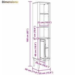 Bathroom Cabinet With Shelf Freestanding Pine Wood Storage Door - thumbnail 4