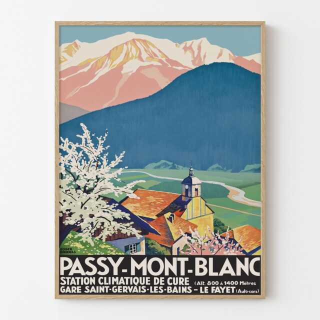 Passy Mont Blanc France Vintage Travel Poster, French Alps Retro Tourism Wall Art - image 1