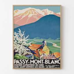 Passy Mont Blanc France Vintage Travel Poster, French Alps Retro Tourism Wall Art - thumbnail 1