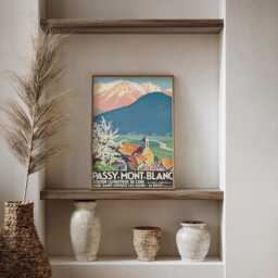 Passy Mont Blanc France Vintage Travel Poster, French Alps Retro Tourism Wall Art - thumbnail 3