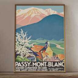 Passy Mont Blanc France Vintage Travel Poster, French Alps Retro Tourism Wall Art - thumbnail 2