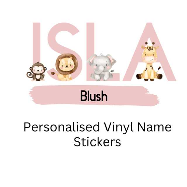 Personalized Jungle Animal Name Stickers Safari Theme Vinyl Decal - image 1