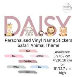 Personalized Jungle Animal Name Stickers Safari Theme Vinyl Decal - thumbnail 2