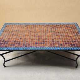 Customizable Mosaic Table Blue & Brown Rectangular Tiles Table - Outdoor Furniture - thumbnail 3