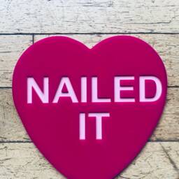 Acrylic Candy Heart Wall Decor Hot Pink, Slogan Sign - thumbnail 3