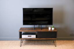 Wooden Tv Stand. Solid Wood Media Centre. Sideboard With Storage For Gaming Consoles. Living Room Furniture. Stand Storage