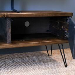Wooden Tv Stand. Solid Wood Media Centre. Sideboard With Storage For Gaming Consoles. Living Room Furniture. Stand Storage - thumbnail 3