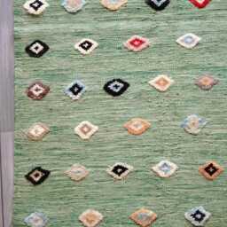 Minimalist Kilim Rug, Handmade Artisan Afghan Moroccan Persian Swedish Scandinavian Multicolour Flatweave Natural Wool Rug 150x104 cm - thumbnail 2