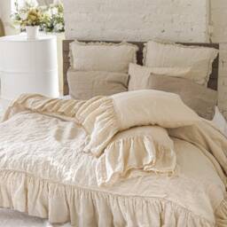 Linen Duvet Cover . French Linen Bedding Set Shabby Chic Linen Ruffled Duvet Cover With Extra Long Ruffles. Mooshop - thumbnail 4