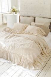 Linen Duvet Cover . French Linen Bedding Set Shabby Chic Linen Ruffled Duvet Cover With Extra Long Ruffles. Mooshop