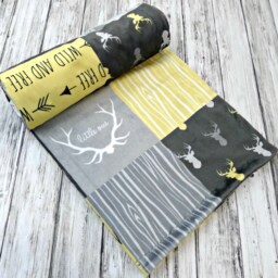 Minky Baby Blanket - Faux Patchwork Quilt Little One Unisex Gender Neutral Blankets - thumbnail 3