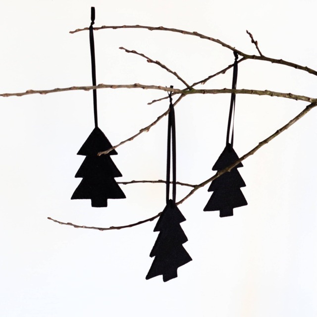 Fir Tree - Christmas Ornaments // Scandinavian & Nordic Style Black & White Natural Decorations - Handmade - image 1