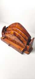 Large Handmade Thuya Burl Wood Desk Organizer Letter Rack, Moroccan Wooden Mail Holder, Luxury Office Storage, Elegant Home Decor Gift - thumbnail 4