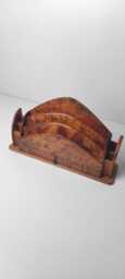 Large Handmade Thuya Burl Wood Desk Organizer Letter Rack, Moroccan Wooden Mail Holder, Luxury Office Storage, Elegant Home Decor Gift - thumbnail 3