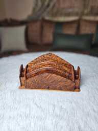 Large Handmade Thuya Burl Wood Desk Organizer Letter Rack, Moroccan Wooden Mail Holder, Luxury Office Storage, Elegant Home Decor Gift - thumbnail 1