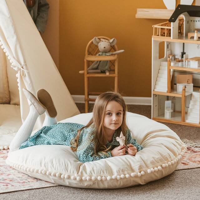 Cozy Reading Cushion, Toddler Round Floor Pillow, Kids Corner Decor, Big Cushion Playroom Christmas Gift - image 1