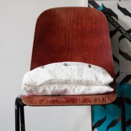 White Linen Cushion Cover Euro Pillow With Buttons - thumbnail 2