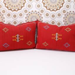 Ddp_Set Of 2 New Moroccan Pillows 100% Silk, Absolutely Gorgeous Pillow Berber Home Design Handmade Kilim With Zipper 2P41 - thumbnail 2