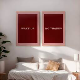 Set Of 2 Bedroom Prints - Wake Up No Thank You Wall Art Above Bed Print Hotel Room Decor Cute Decor Sleep Print - thumbnail 1