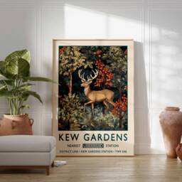 William Morris Deer Print, Kew Gardens London Poster, Vintage Wall Art, Floral Poster - thumbnail 2
