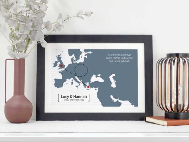 Moving Away Gift For Friend - Personalised Farewell Map Print Long Distance Friendship Present Leaving Poster Va116 - image 1