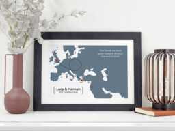 Moving Away Gift For Friend - Personalised Farewell Map Print Long Distance Friendship Present Leaving Poster Va116 - thumbnail 1