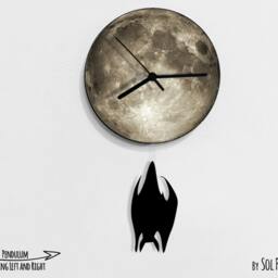 Halloween Bat Swinging On Moon 1 - Wall Clock With Pendulum Clock Unique Decor Gift Idea - thumbnail 2