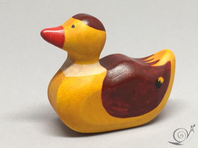 Toy Duck Wooden Colourful Yellow Red Redbrown Size 5, 5 X4, 5 X 2, 0 cm - B H S Approx. 14, 5 Gr - image 1