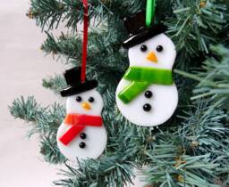 Fused Glass Snowman Christmas Decoration, Art, Tree Bauble, Gift For Her, Twig Ornament, Secret Santa, Stocking Filler