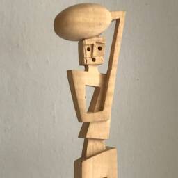 Wooden Sculpture - Carrier Ii Hand-Carved, Original, Beautiful Figure, Unique, Art & Collectible. Handmade. A Special Gift - thumbnail 3