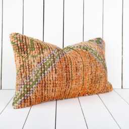 Handmade Turkish Kilim Pillow Cover Vintage Anatolian Cushion - 12x20 - thumbnail 3