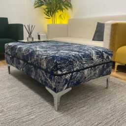 Designer Accent Blue & Silver Coffee Table, Footstool, Pouffe Handmade To Perfection Limited Edition - thumbnail 2
