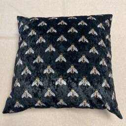 Hand Made Double Sided British Velvet - Large Cushion Cover With Bumble Bees - thumbnail 2