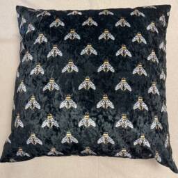 Hand Made Double Sided British Velvet - Large Cushion Cover With Bumble Bees - thumbnail 1
