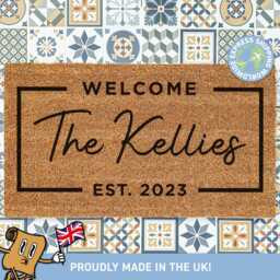 Custom Welcome Family Doormat, Home Decor Gift, Name & Established Date Mat, Unique Engagement Or Wedding Couple Gift - thumbnail 1