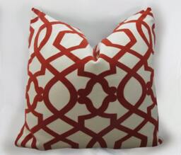 Iman - Sultana Lattice Red Imperial Trellis Decorative Pillow Cushion Cover Accent Velvet Flocked - thumbnail 1