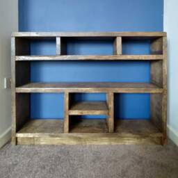 Handmade Wood Bookcase Sideboard With Optional Wicker Baskets & Lights - thumbnail 2