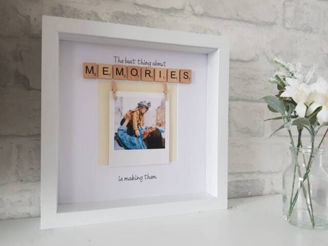 Mothers Day Photo Frame With Scrabble Tiles, Making Memories, Father's Day Gift, Christmas Birthday Gift - image 1