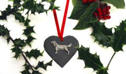 Springer Spaniel Natural Slate Heart - Christmas Decoration 2026 Hanging Ornament Gifts Mum Gift Home Decor