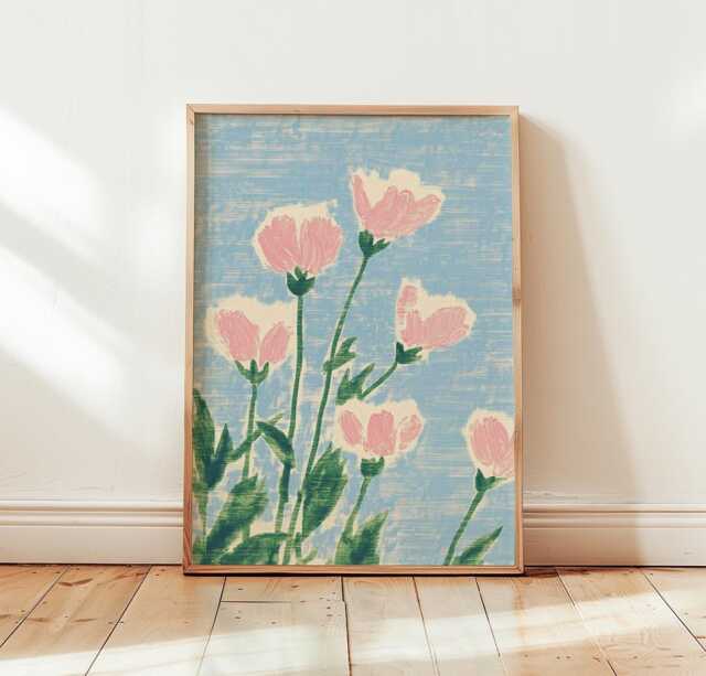 Pink Wildflower Poster, Botanical Wall Art, Floral Nature Print - image 1