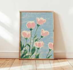 Pink Wildflower Poster, Botanical Wall Art, Floral Nature Print - thumbnail 1