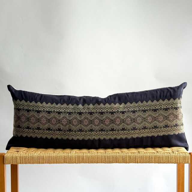 Vintage Hmong Hemp Pillow Handwoven Indigo Batik Tribal Textile - image 1